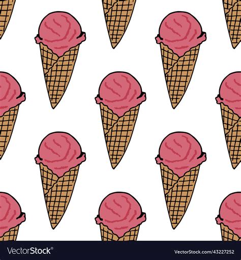 Seamless Pattern With Strawberry Ice Cream Vector Image