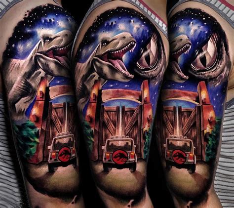 Jurassic Park Tattoo By Saga Anderson An Artist Based In Calgary Canada Dad Tattoos Body Art