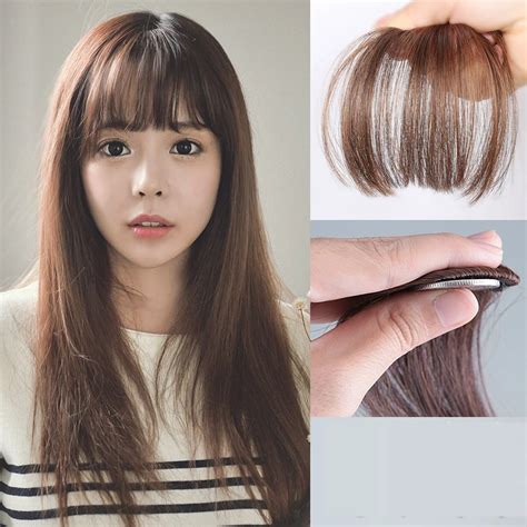 2016 New Fashion Natural Thin Mini Bang Clip In On Hair Bangs Fringe ...