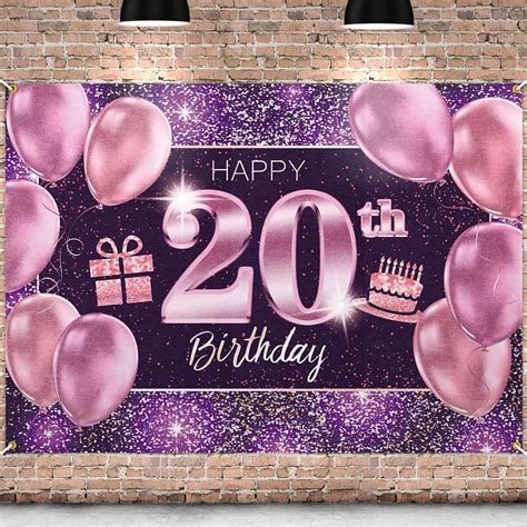 Pakboom Happy 20th Birthday Banner Backdrop 20 Birthday