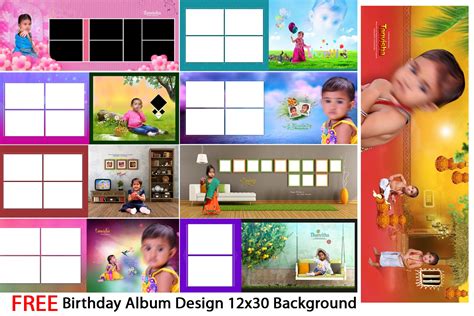 Birthday Album Dm Design 12X36 Psd Background Pack 77