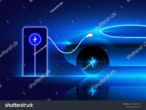 Electric Car Charging On Station Vector Stock Vector Royalty Free