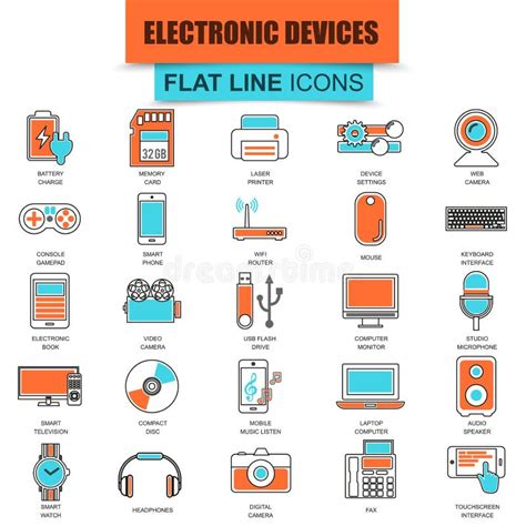 Grupo De Linha Fina Eletr Nica Do Computador Dos Cones E Dispositivos