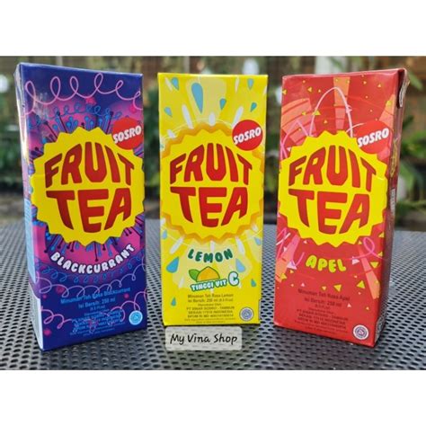 Jual Fruit Tea Kotak 250 Ml SOSRO Minuman Teh Rasa Isi 24 Pcs Karton