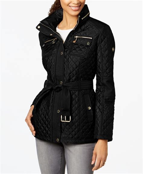 Michael Kors Hooded Belted Quilted Coat And Reviews Coats And Jackets Women Macys Coats