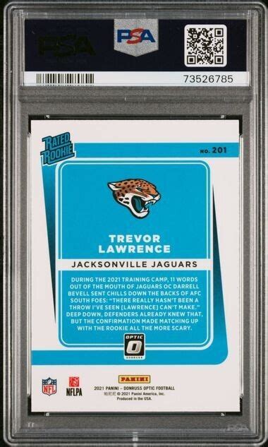 2021 PANINI DONRUSS OPTIC RATED ROOKIE TREVOR LAWRENCE 201 PSA 10 EBay