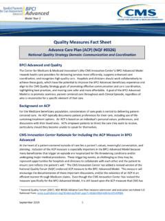 Quality Measures Fact Sheet CMS Innovation Center Quality Measures