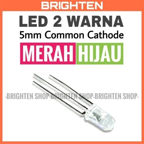 Jual Led Clear Warna Mm Pin Merah Hijau Common Cathode Shopee