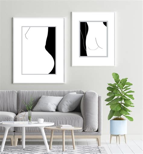 Set Of Erotic Minimalist Nude Prints Black And White Nude Printable Wall Art Erotic Female
