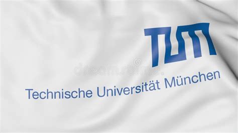 Close Up Of Waving Flag With Technical University Of Munich Emblem 3d