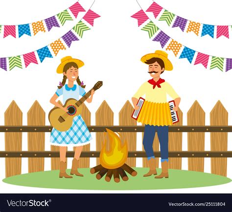 Festa Junina Cartoons Set Stock Vector Illustration Of Brazilian