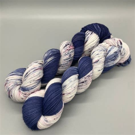 Hand Dyed Yarn Superwash Merino Wool Blue White Plum Etsy