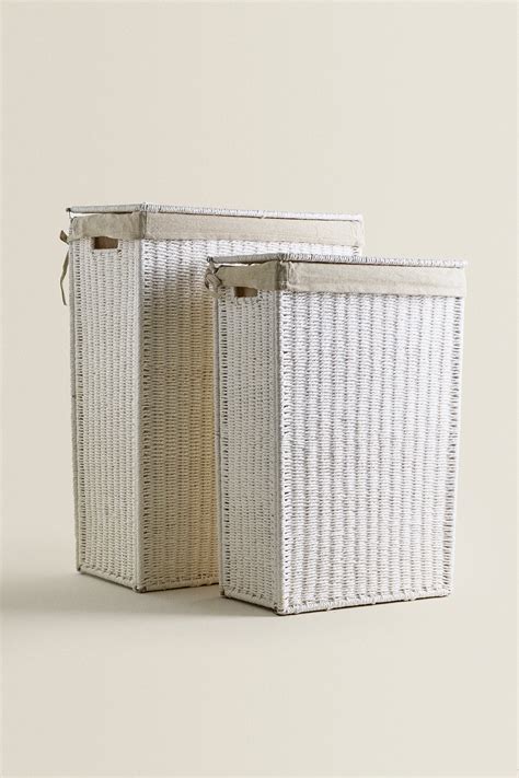 Fabric Lined Laundry Basket White Zara United Kingdom