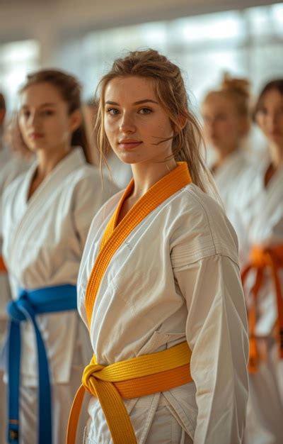 Premium Photo Photo Of A Karate Group In A Gym Dressed In White