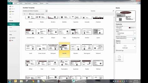 How To Create A Business Card In Ms Publisher 2010 Youtube