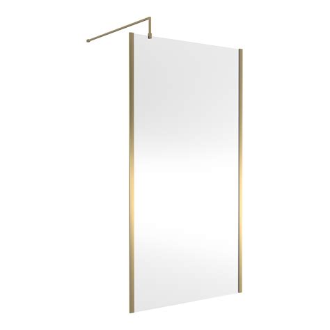 Hudson Reed Wetroom Shower Screen With Brushed Brass Outer Frame