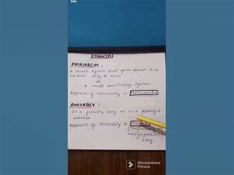 Learn synonyms and antonyms of "Patriarchy" & "Amicably" #shortsfeed - YouTube