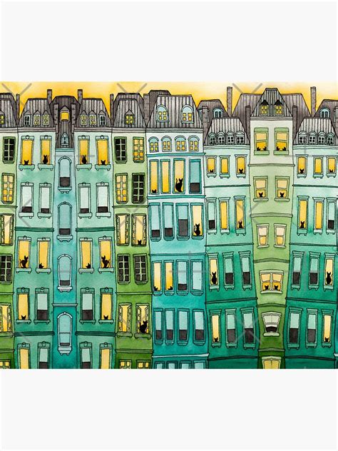 Cats In Green Townhouses Shower Curtain For Sale By Kilkennycat