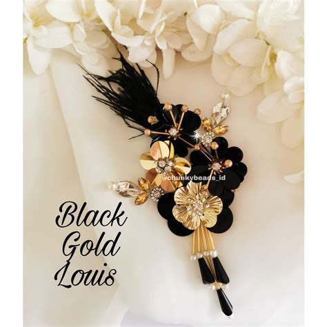 Jual Payet Rangkai Pinggang Leher Permata Hitam Gold Apbr Louis Black