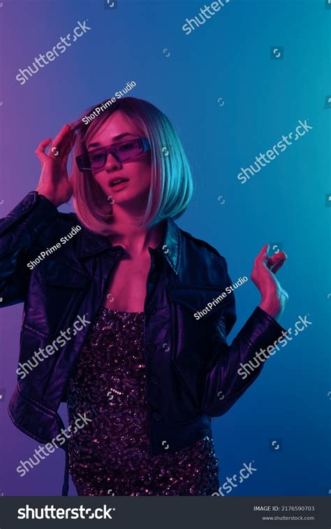 Sexy Beautiful Blonde Woman Leather Jacket Stock Photo 2176590703 Shutterstock