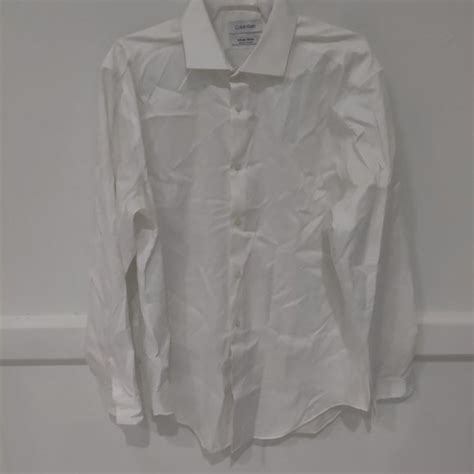 Calvin Klein Shirts Defect Calvin Klein Mens Slim Fit Stretch Dress White Sz 65 3233 75