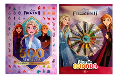 Kit De Livros Infantil 500 Adesivos Frozen Disney Diversão Colorida