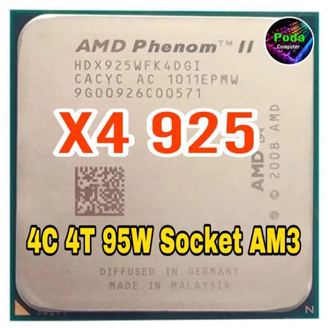 ซพย CPU AMD Phenom II X4 925 2 8GHz 4คอ4เทรด ฟรซลโคน1ซอง