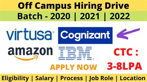 Off Campus Hiring Drive Virtusa Amazon Cognizant IBM Batch 2021