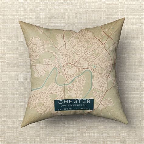 Vintage Chester United Kingdom Map Pillow Custom Double Sided Pillow