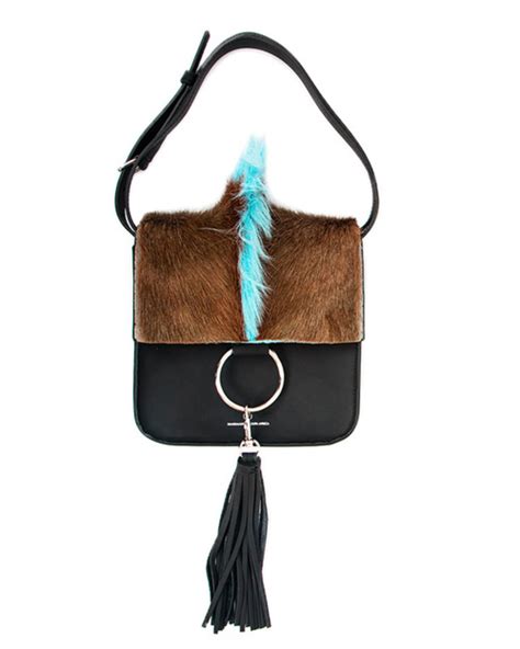 Brother Vellies Springbok And Leather Palma Bag In Black And Blue