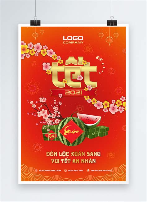 Red traditional tet vietnamese new year poster template image_picture ...