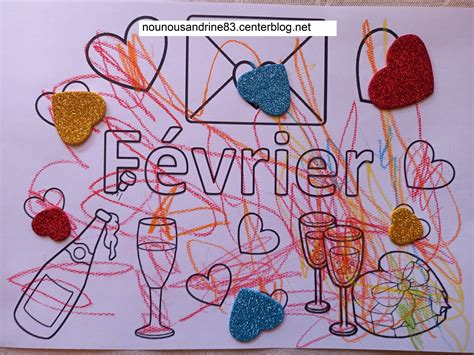 12 Mois Fevrier A Colorier Gommettes Page 2