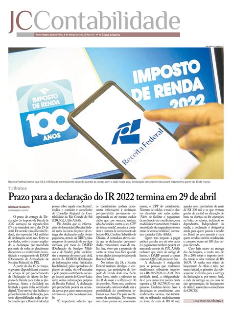 Crcrs Na Mídia Novidades Do Ir 2022 E Protagonismo Feminino São