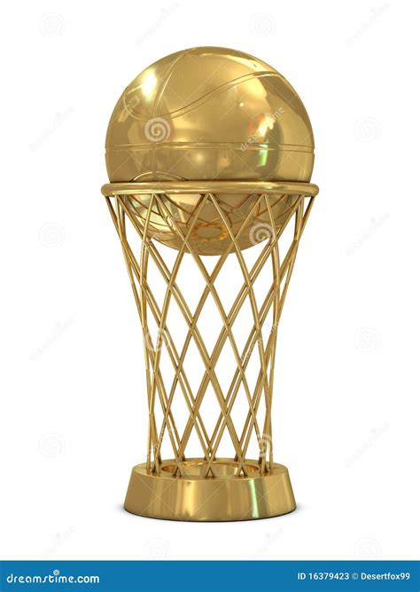 Golden Basketball Award Trophy With Ball And Net Stock Illustration