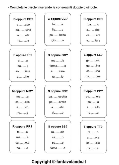 Schede Di Italiano Le Consonanti Doppie Fantavolando Regole