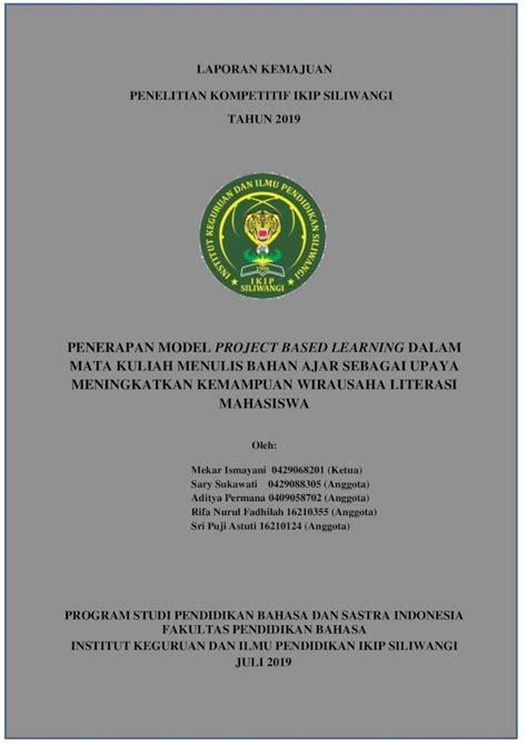 Pdf Penerapan Model Project Based Learning Dalam Dosen Ikipsiliwangi