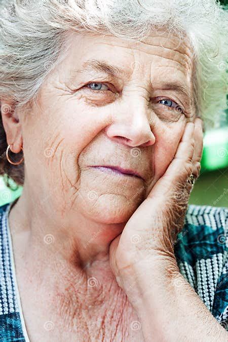 Happy Content Senior Old Woman Stock Photo Image Of Caucasian Granny