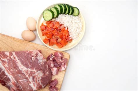 Pet Dog Food from Natural Ingredients. Raw Meat, Fish, Vegetables Stock Image - Image of feeding ...