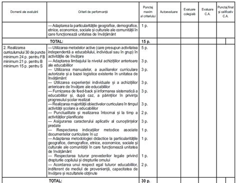 Fisa De Evaluare A Performantelor Profesionale Model Completat