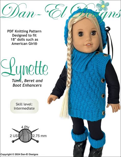 Dan El Designs Lynette Doll Clothes Knitting Pattern 18 Inch American Girl Dolls