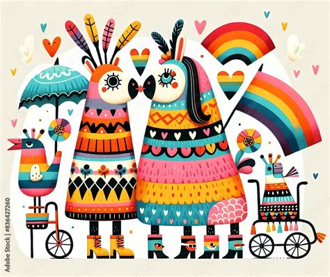 D A Del Orgullo Gay Gay Orgullo Flag Arcoiris Unicornio Llama Dibujos Animados