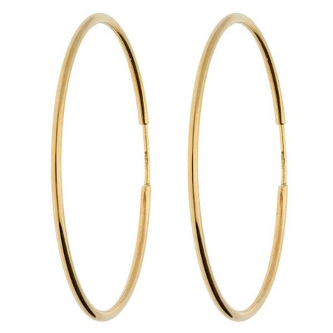 9ct Yellow Gold 40mm Fine Sleeper Hoop Earrings Buy Online Free