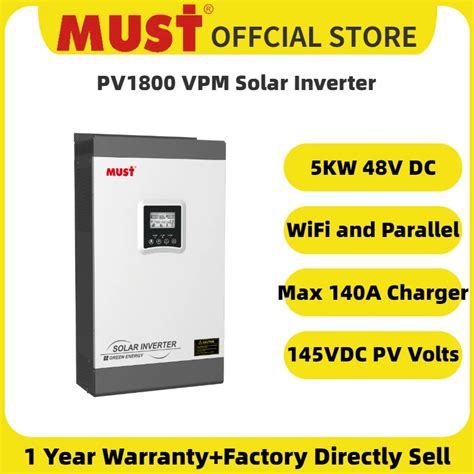 MUST Solar 5KW 5000W Hybrid Off Grid Solar Inverter PV1800 VPM 48V