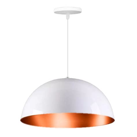 Lustre Pendente Meia Lua Branco C Cobre Cm Kit C Para Sala De