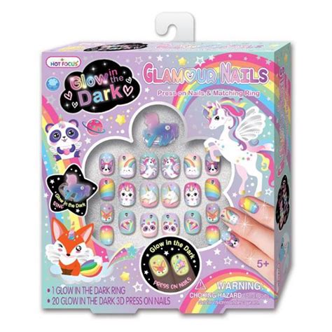 Hot Focus Rainbow Glamour Nails Glow In The Dark Cosmetic Set Walmart