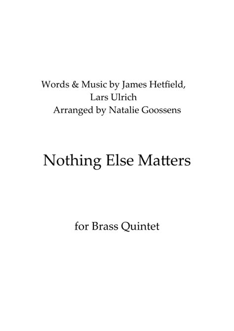 Nothing Else Matters Arr Natalie Goossens By Metallica Sheet Music