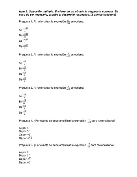 Solution Evaluaci N Sumativa V Racionalizaci N Y Tri Ngulos Forma