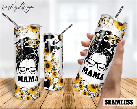 Mama Cow Sunflowers Cowhide Seamless Tumbler 20 Oz Tumbler Etsy