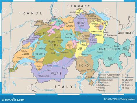 Mapa De Suiza Ejemplo Del Vector Stock de ilustración Ilustración