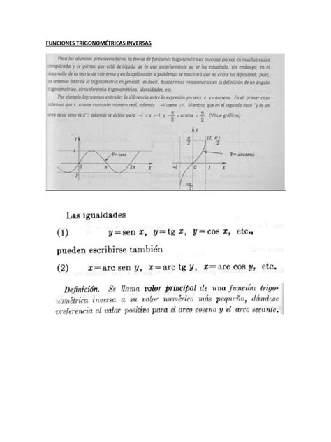 Funciones Trigonométricas Inversas Pdf Enseñanza De Matemática Análisis Matemático